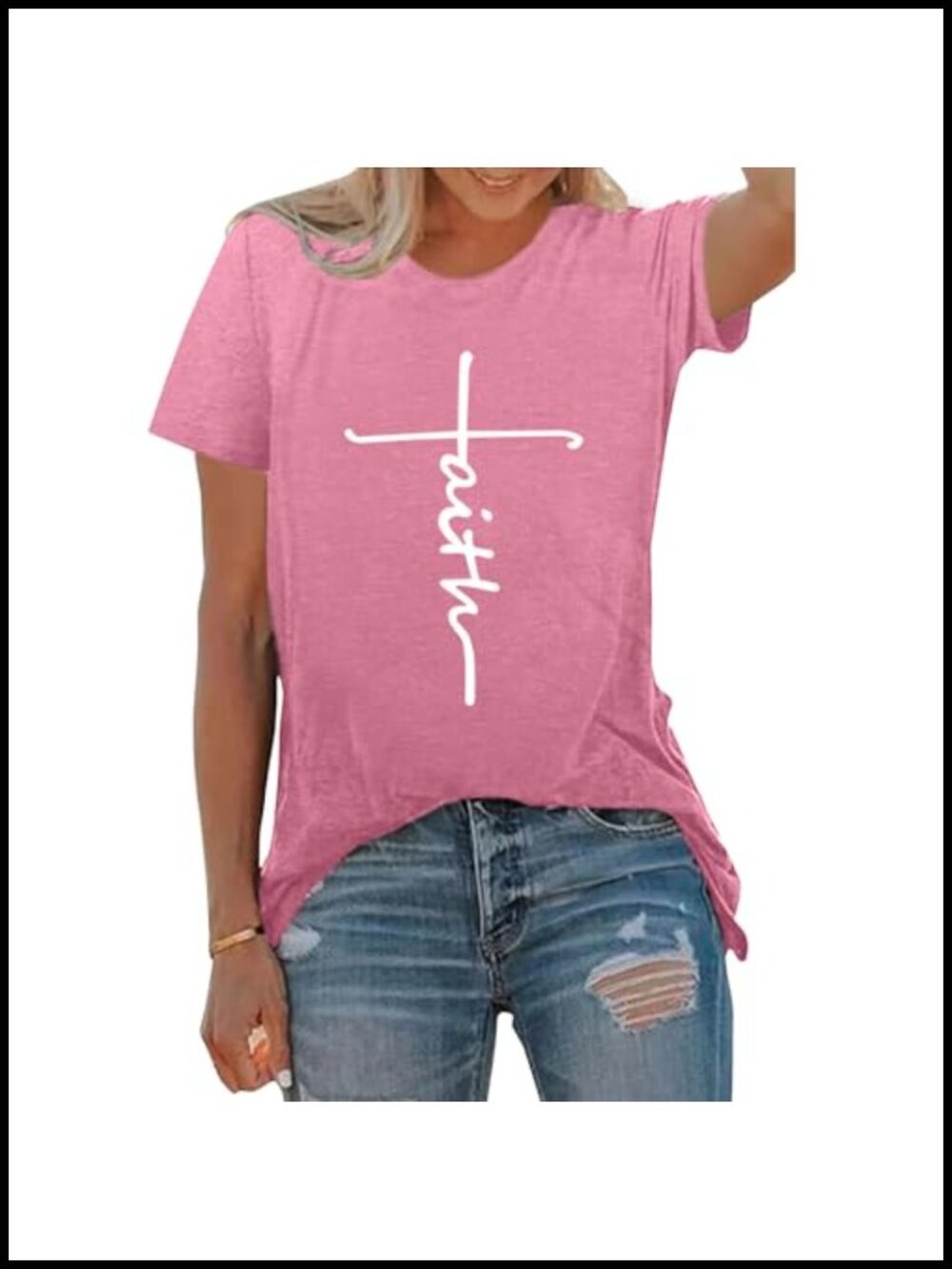 Women's Faith Graphic T-Shirt Short Sleeve Crewneck Heathered Cotton Tee
